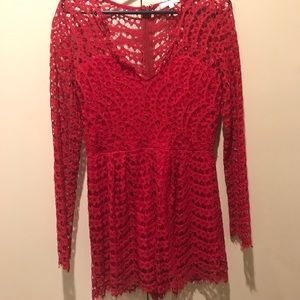 Red lace romper